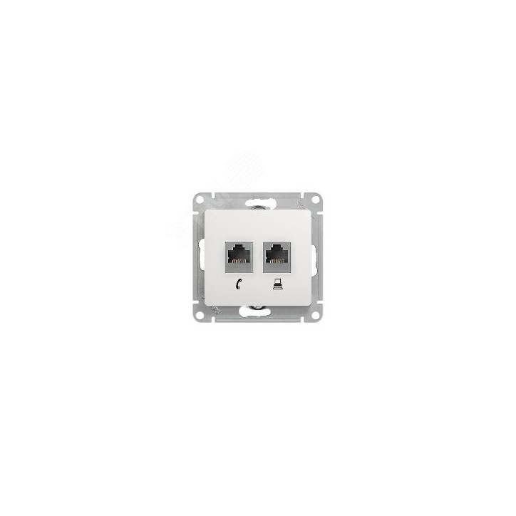 GLOSSA Розетка телефон/компьютер RJ11+RJ45 категория 5е в рамку белая