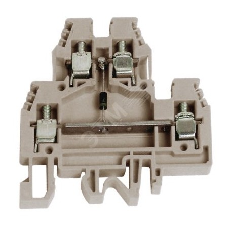 DAS.4/U, 2х уровневый проходной зажим бежевый с индикатором напряжения