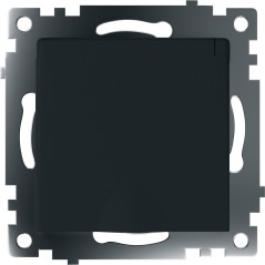 Розетка 1-местная с крышкой с защ. штор (механизм) с/з, 250В, 16А, серия Катрин, GLS16-7112-05, черный