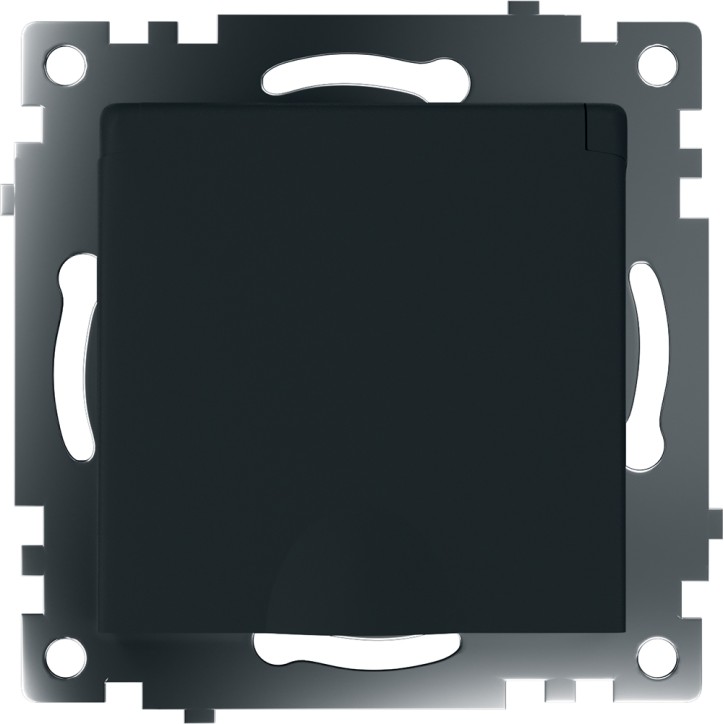 Розетка 1-местная с крышкой с защ. штор (механизм) с/з, 250В, 16А, серия Катрин, GLS16-7112-05, черный Розетка 1-местная с крышкой с защ. штор (механизм) с/з, 250В, 16А, серия Катрин, GLS16-7112-05, черный