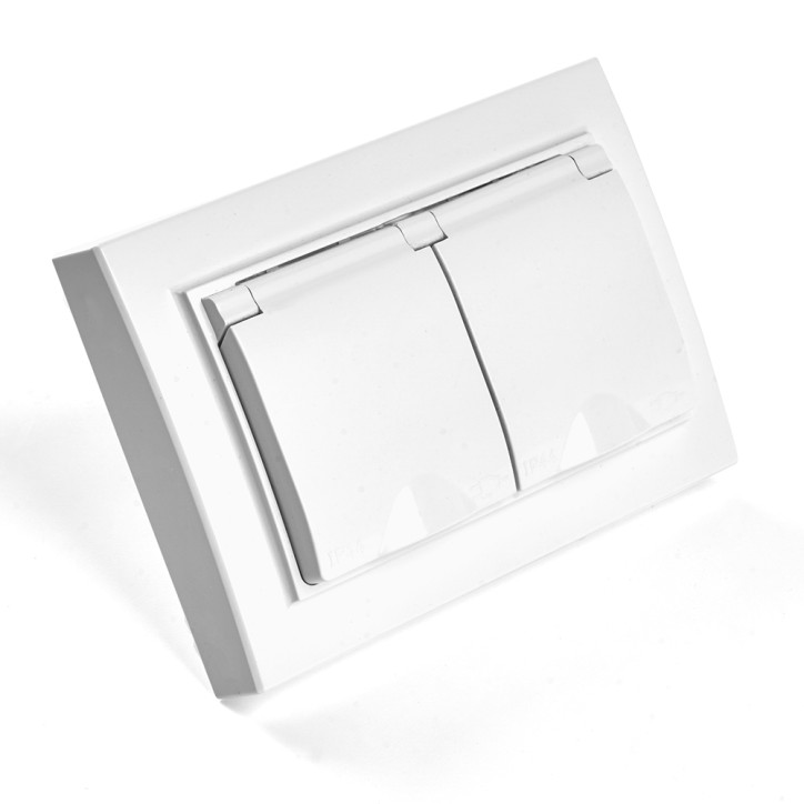 Розетка двухместная с/з с крышкой, 250В, 16А серия Эрна, белый Stekker Розетка двухместная с/з с крышкой, 250В, 16А серия Эрна, белый Stekker