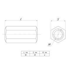 Гайка соединительная М6