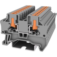 Клемма TP 1-1 проходная с боковой вводом провода .Push-in, сечение 4 мм. кв., серая