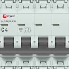 Автоматический выключатель 4P 4А (C) 6кА ВА 47-63N EKF PROxima