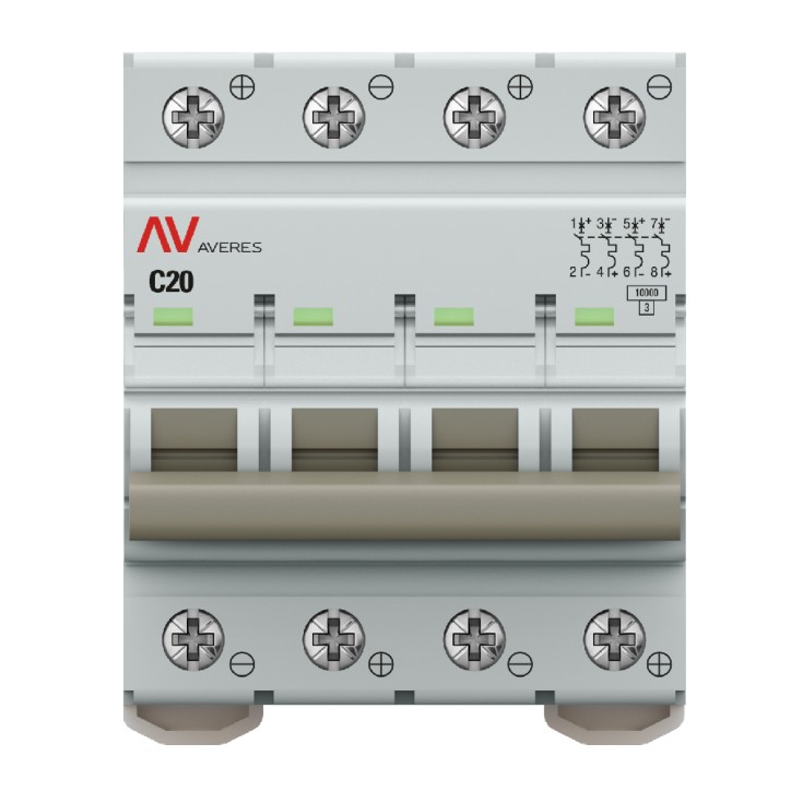 Выключатель автоматический AV-10 DC 4P 20A (C) 10kA EKF AVERES