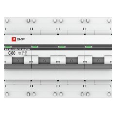 Автоматический выключатель 4P 80А (C) 10kA ВА 47-100M с электромагнитным расцепителем PROxima