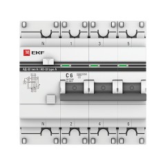 Дифференциальный автомат АД-32 3P+N 6А/10мА (хар. C, A, электронный, защита 270В) 6кА PROxima