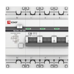 Дифференциальный автомат АД-32 (селективный) 3P+N 20А/100мА PROxima