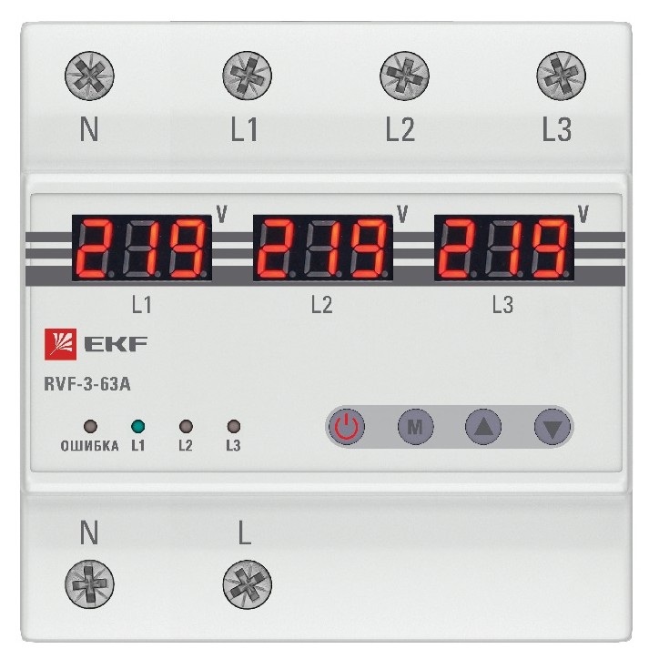 Реле выбора фаз с дисплеем RVF-3-63А PROxima