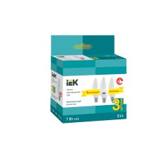 Лампа светодиодная C35 свеча 7Вт 230В 4000К E14 (3шт/упак) IEK