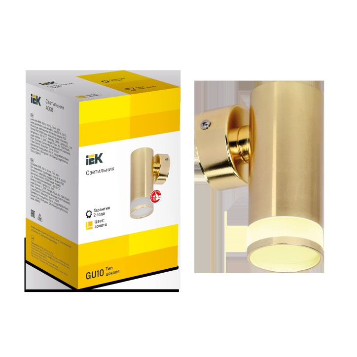 LIGHTING Светильник 4008 накладной настенный под лампу GU10 золото IEK LIGHTING Светильник 4008 накладной настенный под лампу GU10 золото IEK