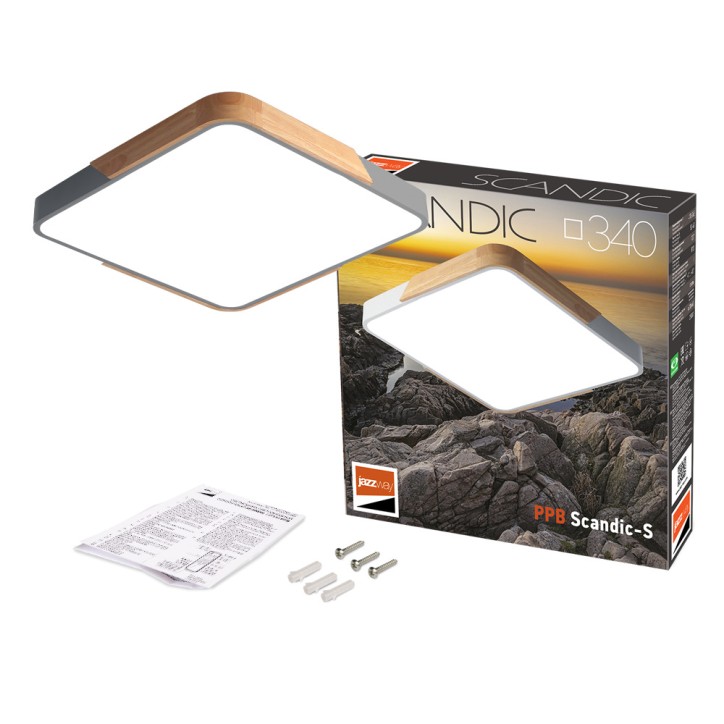 PPB Sсandic-S 36w 4000K GR/W с деревянной планкой IP20 340*340*55 Jazzway PPB Sсandic-S 36w 4000K GR/W с деревянной планкой IP20 340*340*55 Jazzway