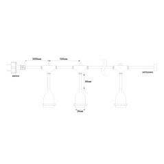 Гирлянда 230V 20 E27 черный, шаг 50cm, IP 65, 13м (3м сетевой шнур), CL50-13