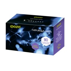 Гирлянда светодиодная нить DC-G01-80W, 80 бел. LED, 7.8 м., 8 реж., 3xAA