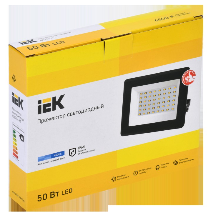 Прожектор СДО 06-50 светодиодный черный IP65 6500K IEK