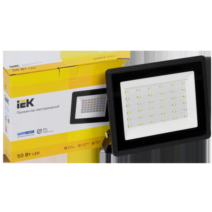 Прожектор СДО 06-50 светодиодный черный IP65 6500K IEK