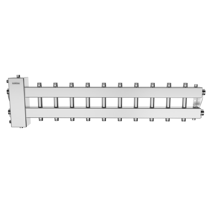 BMSS-150-11DU (нерж., до 150 кВт, подкл. котла G 1 1/2', 5+5 контуров G 1', боковой контур G 1 1/2')