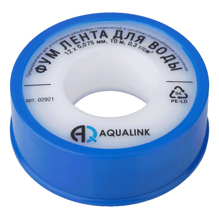 Лента ФУМ 12мм 0,075мм*10м (малая) AQUALINK 1000/250