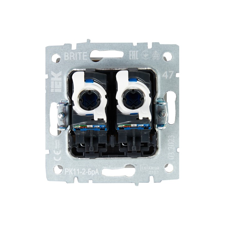BRITE Розетка компьютерная двойная RJ45 кат.6 РК11-2-БрА алюминий IEK BRITE Розетка компьютерная двойная RJ45 кат.6 РК11-2-БрА алюминий IEK