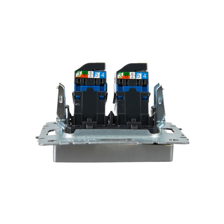 BRITE Розетка компьютерная двойная RJ45 кат.6 РК11-2-БрА алюминий IEK BRITE Розетка компьютерная двойная RJ45 кат.6 РК11-2-БрА алюминий IEK