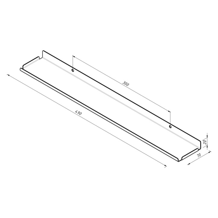 Полка для хранения 490x70мм металлическая настенная черная