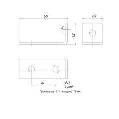 STRUT-пластина угловая 90гр. 3 отверстия EKF