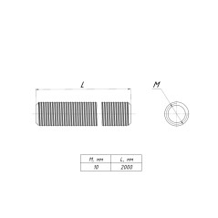 Шпилька резьбовая М10x2000 DIN 975 INOX EKF