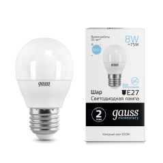Лампа светодиодная LED 8 Вт 560 лм 6500К шар P45 холодный E27 AC 220В Elementary Gauss