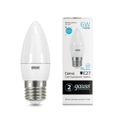 Лампа светодиодная LED 6 Вт 450 лм 4100К свеча нейтральный E27 AC 220В Elementary Gauss