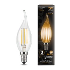 Лампа светодиодная филаментная LED 7 Вт 550 лм 2700К свеча на ветру теплый E14 AC 220В прозрачная ко