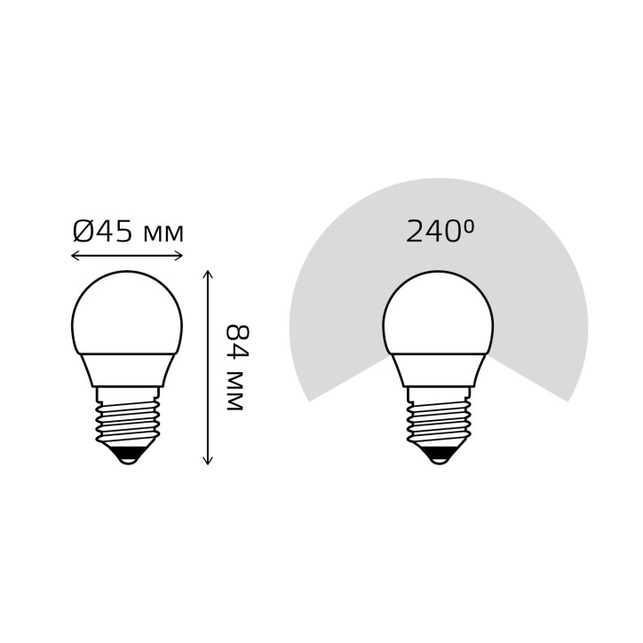 Лампа Gauss Шар 9.5W 890lm 3000K E27 LED 1/10/100