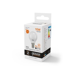 Лампа светодиодная LED 10 Вт 710 лм 3000К шар P45 теплый E14 AC 220В Elementary Gauss