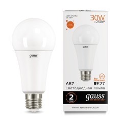 Лампа светодиодная LED 30 Вт 2320 лм 3000К А67 груша теплый E27 AC 220В Elementary Gauss