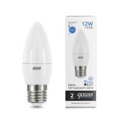 Лампа светодиодная LED 12 Вт 950 лм 6500К свеча холодный E27 AC 220В Elementary Gauss