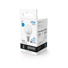 Лампа светодиодная LED 10 Вт 750 лм 6500К шар P45 холодный E14 AC 220В Elementary Gauss