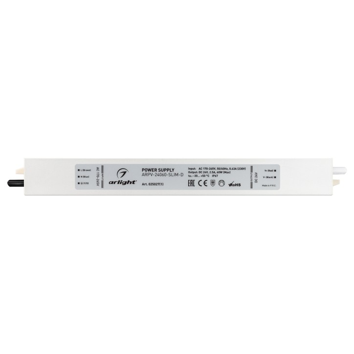 Блок питания ARPV-24060-SLIM-D (24V, 2.5A, 60W) (ARL, IP67 Металл, 3 года)