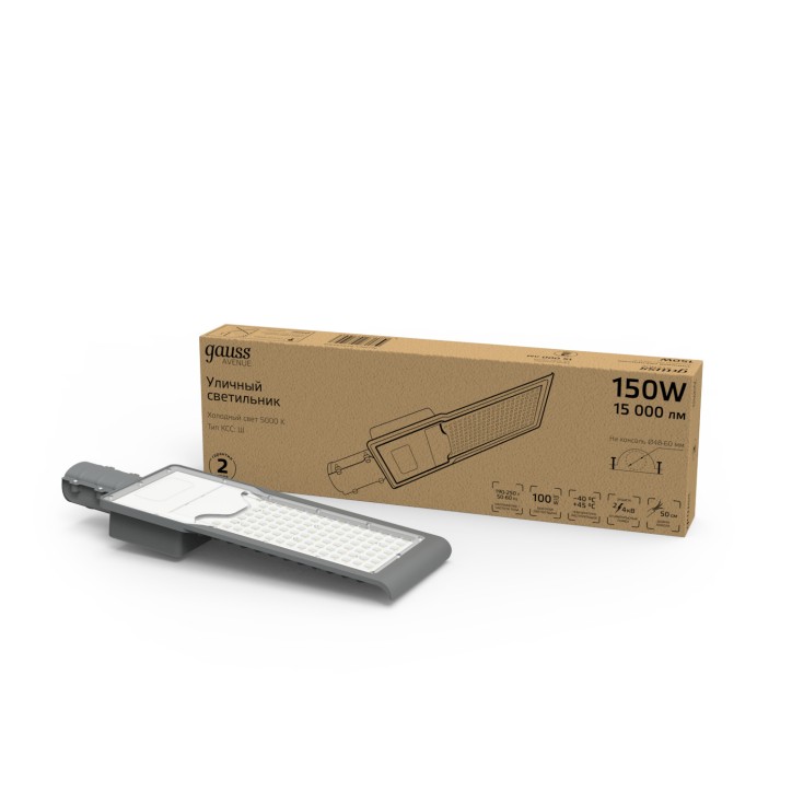 Светильник уличный консольный ДКУ 150 Вт 15000 лм 5000К AC 220В IP65 546х170х67мм широкая КСС Ш Aven Светильник уличный консольный ДКУ 150 Вт 15000 лм 5000К AC 220В IP65 546х170х67мм широкая КСС Ш Aven