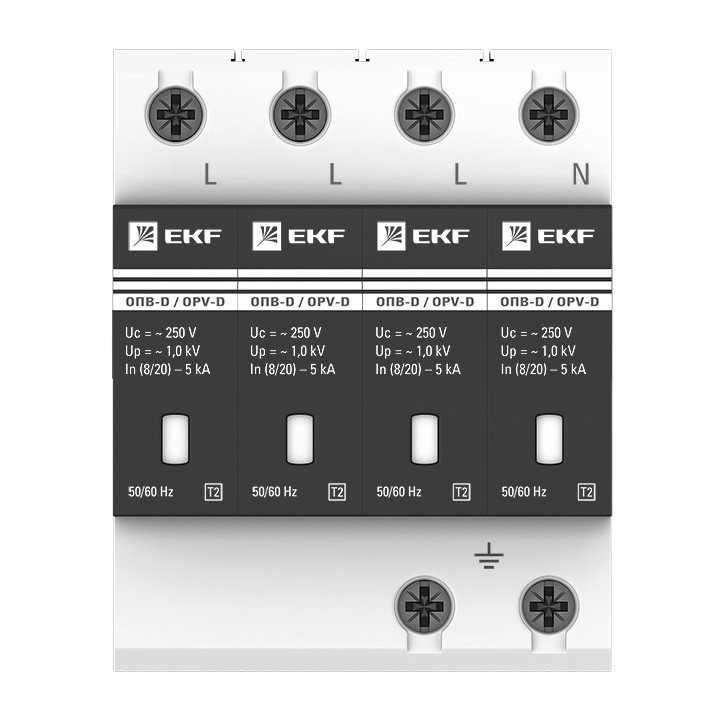 Ограничитель импульсных напряжений серии ОПВ-D/4P In 5кА 230В (с сигнализацией) EKF PROxima