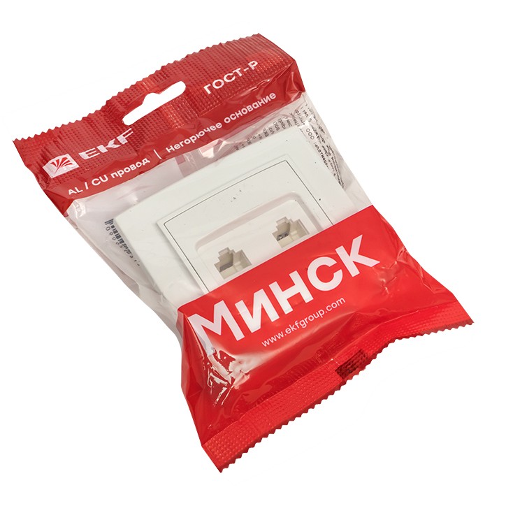 Розетка Минск RJ-45+Phone СП белая Розетка Минск RJ-45+Phone СП белая