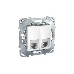 UNICA Розетка телефонная 2хRJ11 в рамку белая 4 контакта