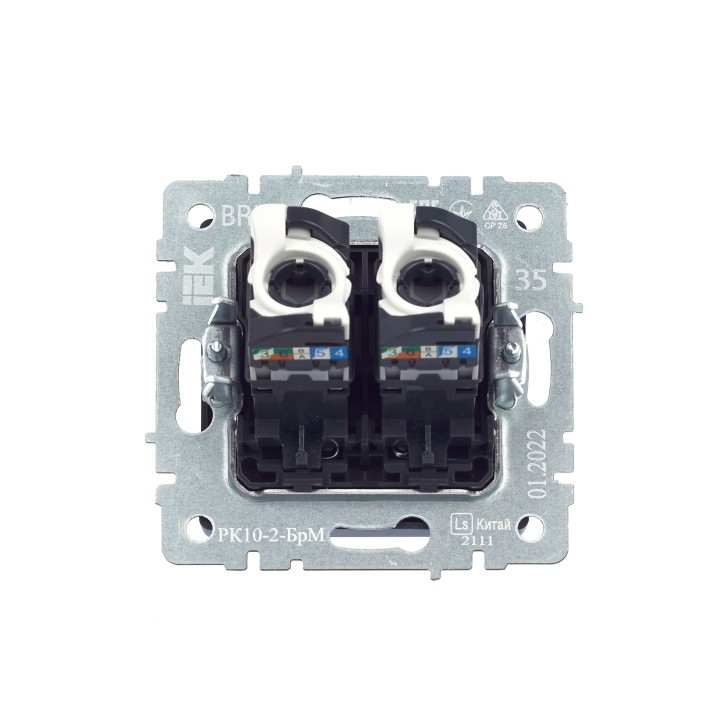 BRITE Розетка компьютерная двойная RJ45 кат.5E РК10-2-БрМ маренго