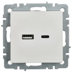 BRITE Розетка USB A+C 18Вт РЮ11-1-БрБ белый