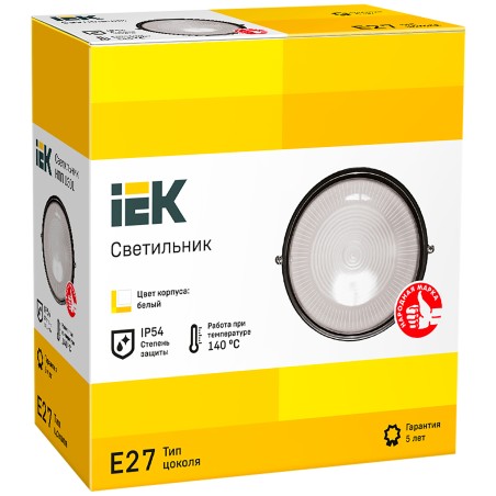 Светильник НПП1301 белый/круг 60Вт IP54 IEK