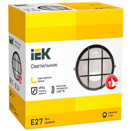 Светильник НПП1302 белый/круг с реш.60Вт IP54 IEK