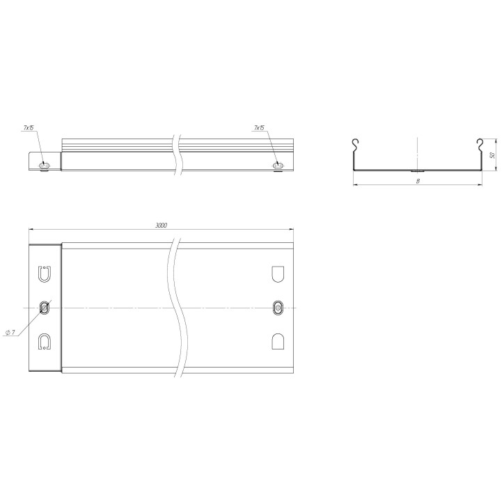 Лоток неперф. 50х150х3000-0,55мм
