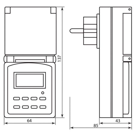Розетка с таймером (недельная) электронная IP44 16А 3500W