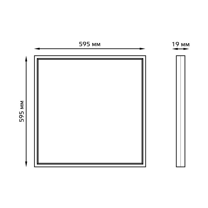 Светильник офисный Gauss 36W 3050lm 4000K IP20 595*595*19мм матовый LED 1/4