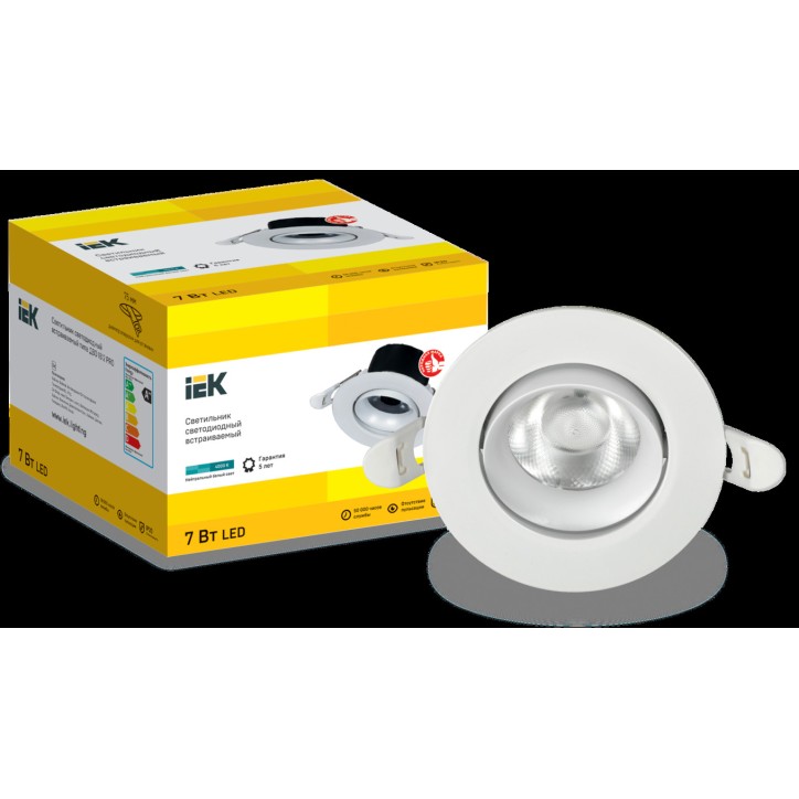 Светильник светодиодный поворотный ДВО 1812 7Вт 4000К IP20 круг белый