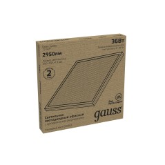 Светильник офисный Gauss 36W 3200lm 6500K IP20 595*595*19мм призма LED 1/4