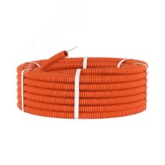 Труба гофрированная ПНД 16мм с протяжкой тяжелая оранжевая 100м